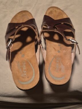 Dansko Women's Dark Brown Leather Buckle Strap Sandals